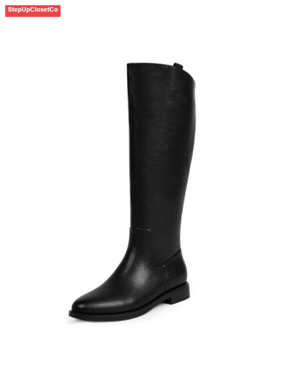 Knee High Boots Women Round Toe Flat Retro Riding Boots Chunky Low Heel